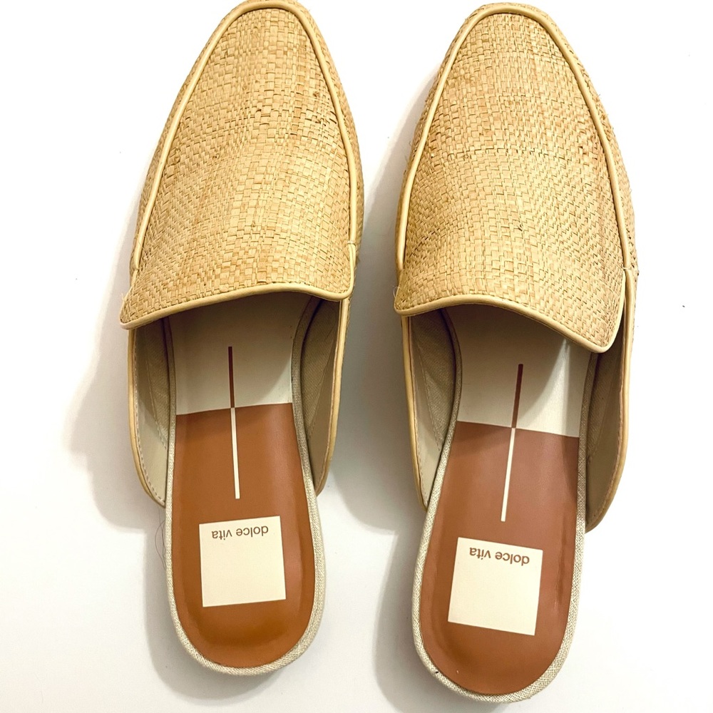Dolce Vita Halee Raffia Mules Size 8